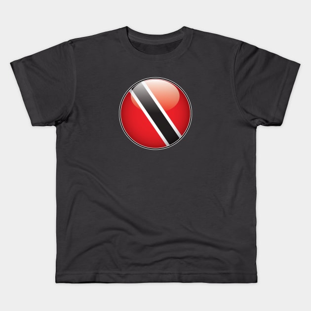 Trinidad and Tobago National Flag Glossy Button Kids T-Shirt by IslandConcepts